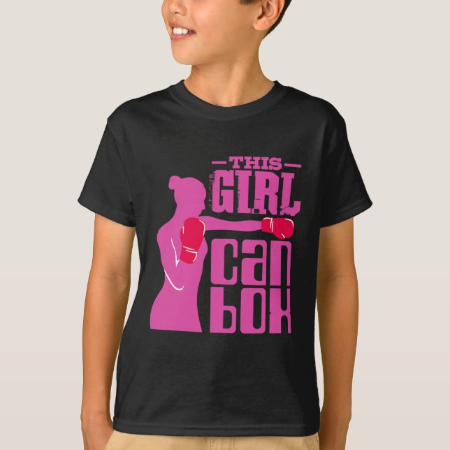 Camiseta Ringue de Boxe Fitness Menina de Luvas - Eu Amo Ch (Frente)