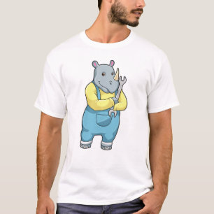Camiseta Rino como mecânico com chave inglesa
