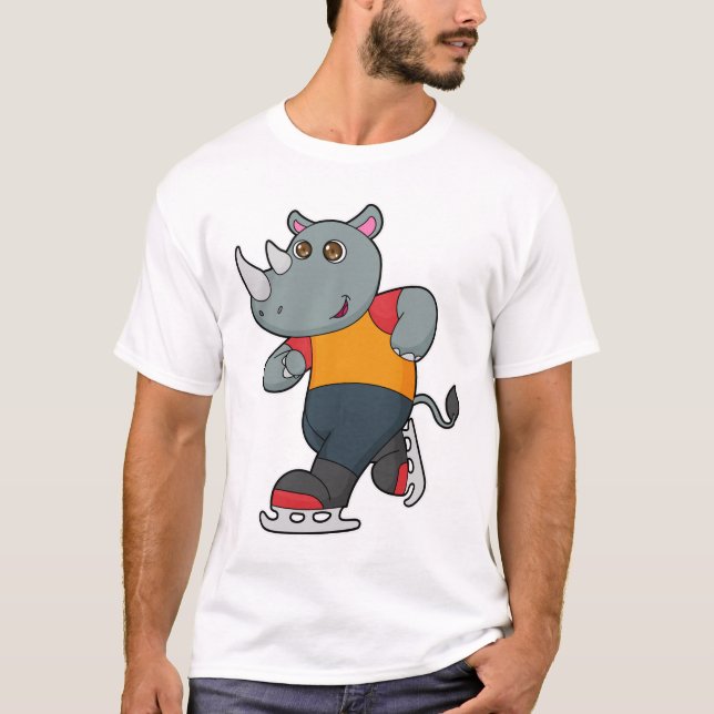 Camiseta Rino na patinação de gelo com skates de gelo (Frente)