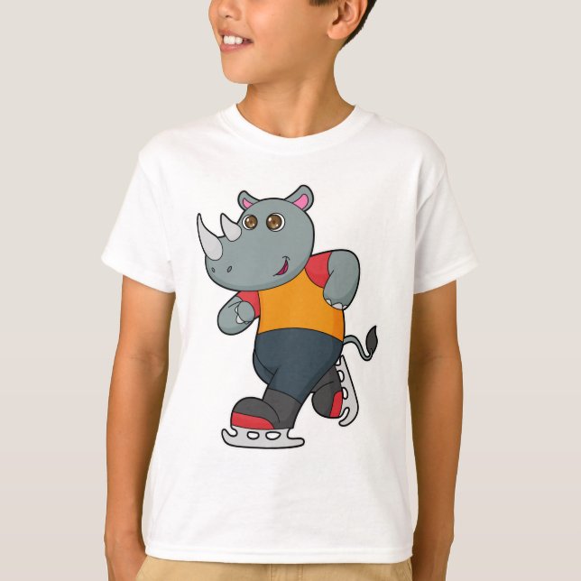 Camiseta Rino na patinação de gelo com skates de gelo (Frente)