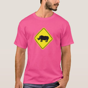 Camiseta Rino Sinal de Cruzamento Zoólogo Rinoceros Mundo R