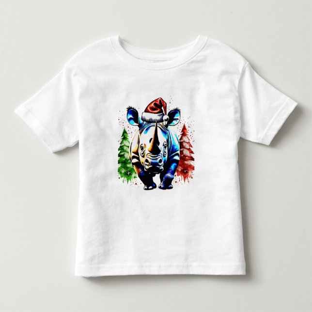 Camiseta Rinoceronte bonitinho de Natal (Frente)