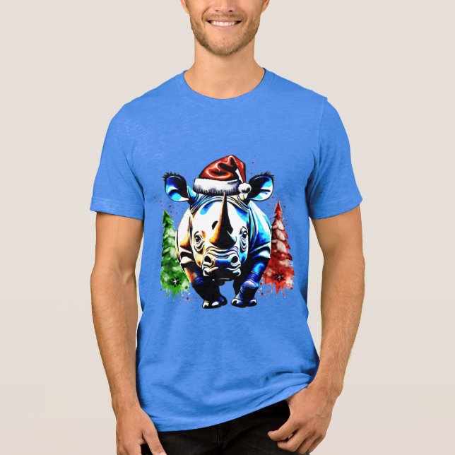 Camiseta Rinoceronte bonitinho de Natal (Frente)