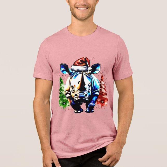 Camiseta Rinoceronte bonitinho de Natal (Frente)