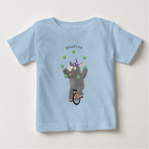 Camiseta Rinoceronte giro e engraçado fazendo malabarismo 