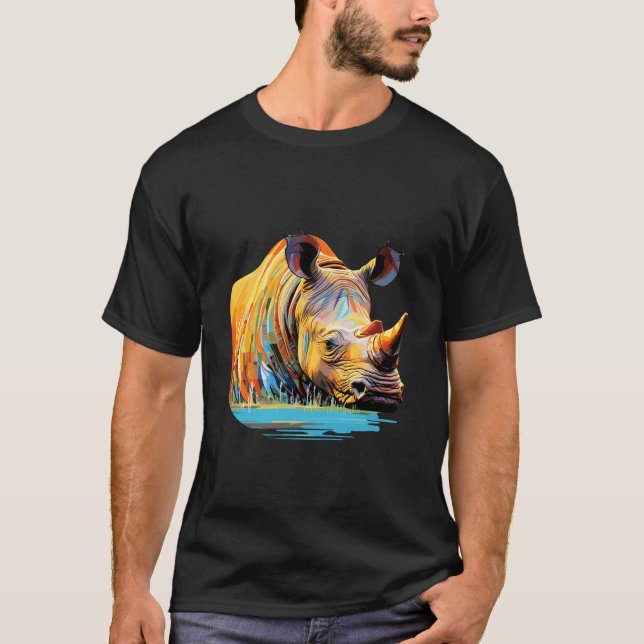 Camiseta Rinoceronte Majestoso Mundo Selvagem Beleza (Frente)