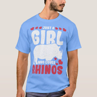 Camiseta Rinoceronte Retro Apenas Uma Menina Que Ama Rinoce