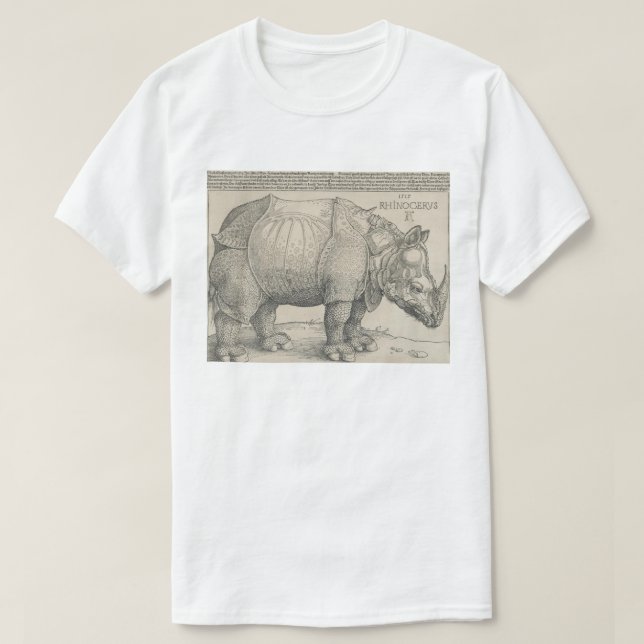 Camiseta Rinoceronte, Woodcut por Albrecht Durer (Frente do Design)