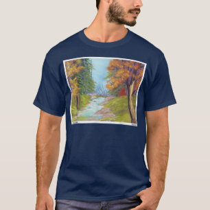 Camiseta Rio Através Da Paisagem Natural Das Árvores Outono