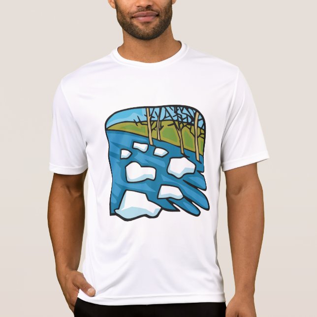 Camiseta Rio de Degelo de Inverno com Blocos de Gelo (Frente)