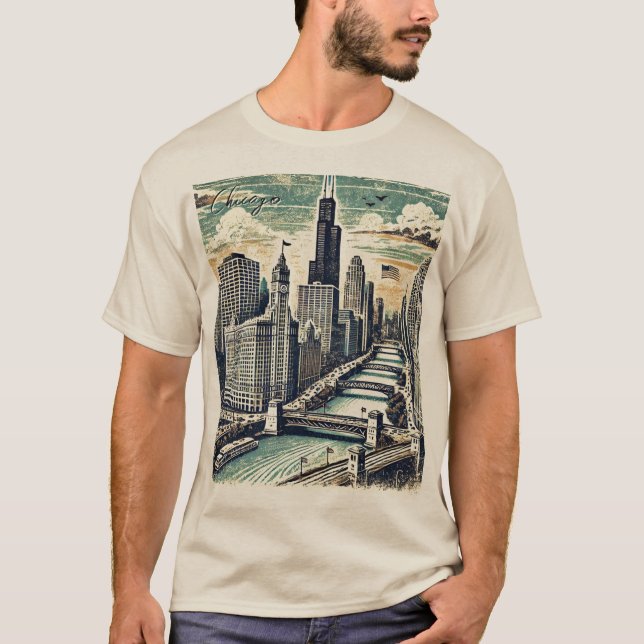 Camiseta Rio Grunge (Chicago) em dificuldades (Frente)