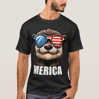 Camiseta Rio Merica Lontra Divertido Patriótico Americano E