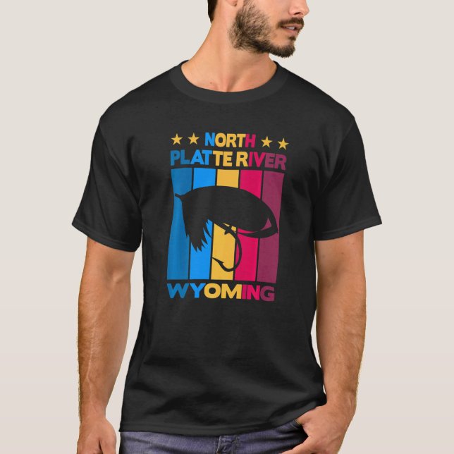 Camiseta Rio North Platte Wyoming Pesca com Mosca (Frente)