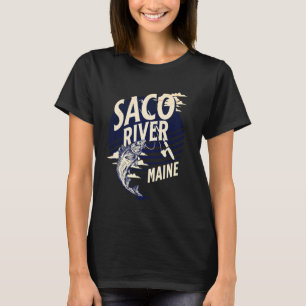 Camiseta Rio Saco Maine Fly Fishing Truta Lembrança Pescado