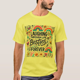 Camiseta Rir Através De Besties De Vida Para Sempre