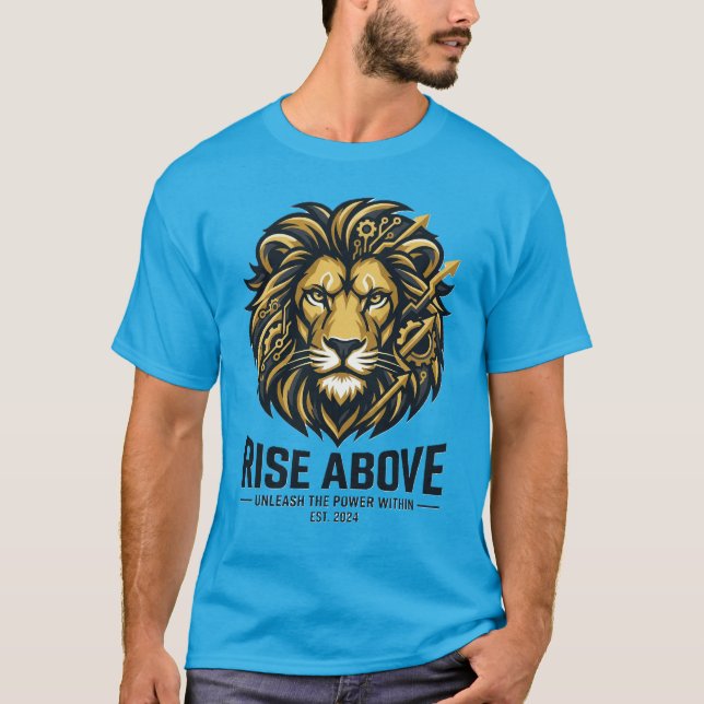 Camiseta Rise Above – Motivação de Força do Leão C (Frente)