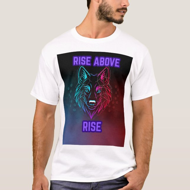 Camiseta Rise Acima do Lobo - Cabeça Geométrica do Lobo Neo (Frente)