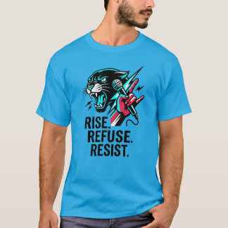 Camiseta Rise Refuse Resist Panther Rebel Voice Streetwear
