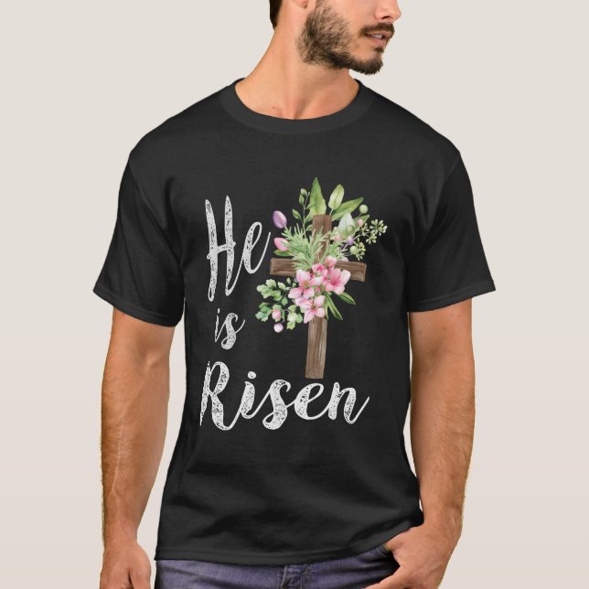 Camiseta Risen Floral Cross Felz pascoa 2023 (Frente)