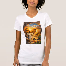 Camiseta Risen Jesus Empty Tomb 3D Papercut Easter Women's
