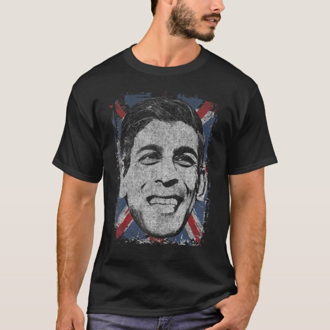 Camiseta Rishi Sunak Primeiro-Ministro britânico Stencil Ar (Frente)
