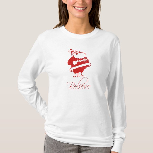 Camiseta Riso alegre do papai noel (acredite) (Frente)