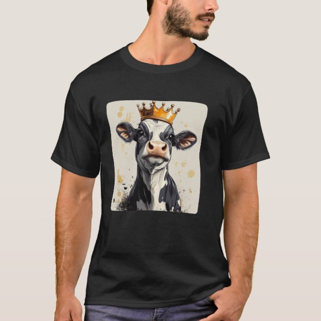 Camiseta Risos Dignos de Coroa Design de Vaca Engraçado (Frente)