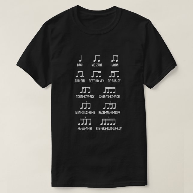 Camiseta Ritmo Compositor Presente Música Bach Mozart Beeth (Frente do Design)