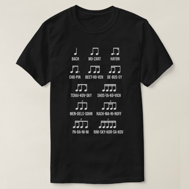 Camiseta Ritmo Compositor Presente Música Bach Mozart Beeth (Frente do Design)