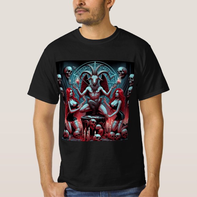 Camiseta Ritual de la Oscuridad: Baphomet en el Altar (Frente)