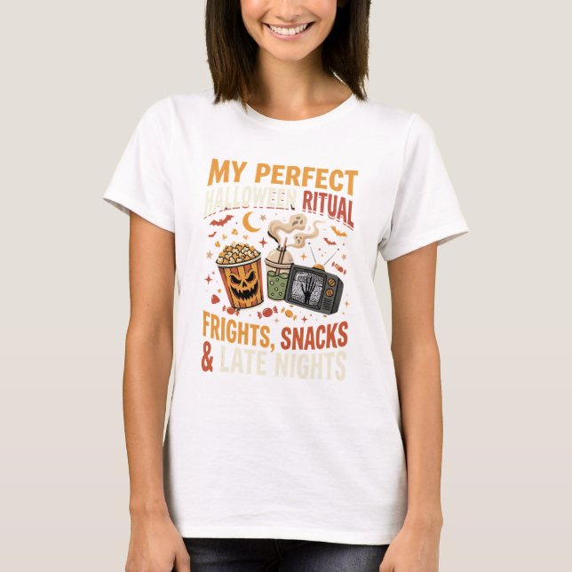 Camiseta Ritual de Lanche da Noite de Terror do Halloween (Frente)