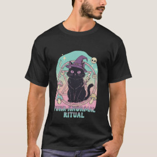 Camiseta Ritual Kawaii Purr-anormal Gato Preto Bruxa