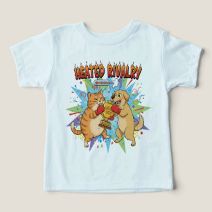 Camiseta Rivalidade Aquecida Gato vs Cachorro Boxe Engraçad