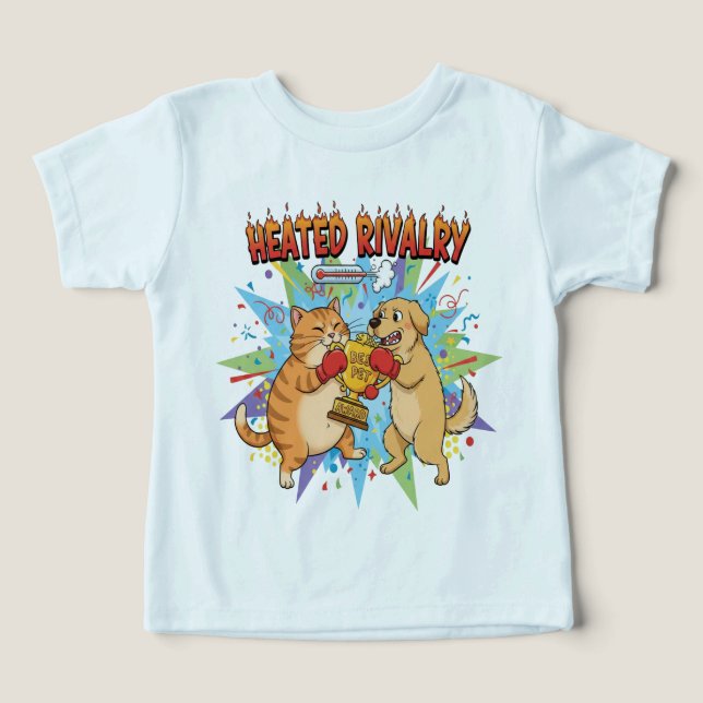 Camiseta Rivalidade Aquecida Gato vs Cachorro Boxe Engraçad (Design frontal)