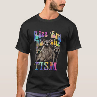 Camiseta Rizz Em Com O Tismo Engraçado Raccoon Autism Aware