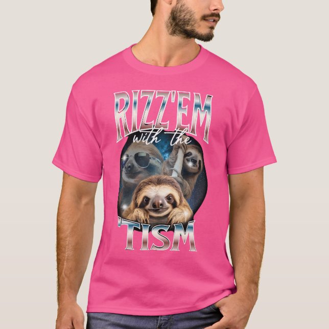 Camiseta Rizz Em Com O Tismo Sloth Autist 90S Bootleg R (Frente)