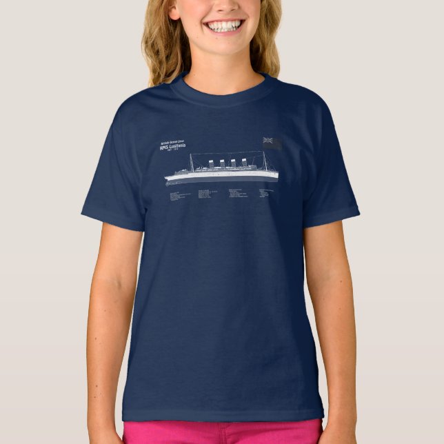 Camiseta RMS Lusitania - planos de projeto de navio ABD (Frente)