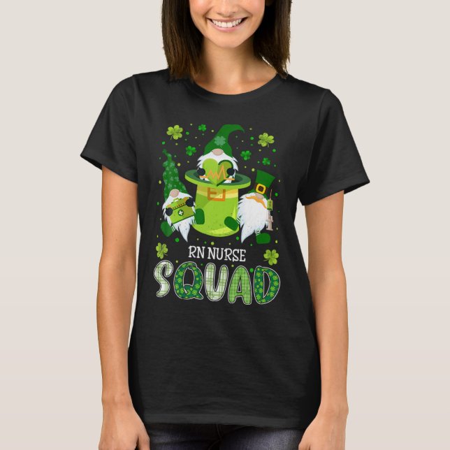 Camiseta RN Nurse Squad Nursing St Patrick Day Gnomes Irish (Frente)