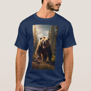 Camiseta Roam Wild - Camisa-T masculina com Urso Negrito