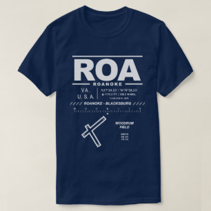 Camiseta Roanoke - Aeroporto Regional de Blacksburg ROA T-S