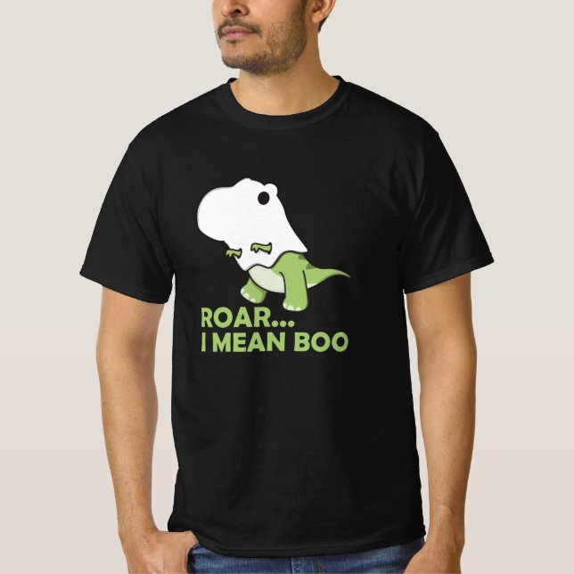 Camiseta Roar I Quer Dizer Boo Cute Kawaii Halloween T-Rex  (Frente)