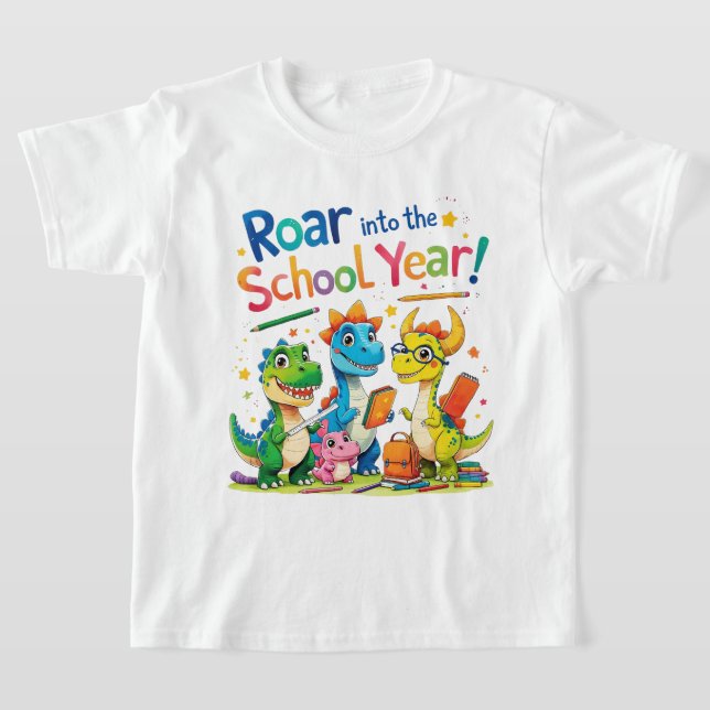 Camiseta Roar into the School Year – Cute Dinosaur Back to  (Postura )