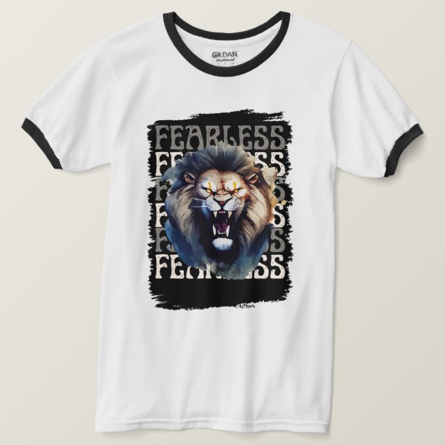 Camiseta Roar sem rosto - Leão Negrito (Frente do Design)