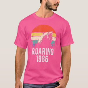 Camiseta Roaring 1986 Vintage Retro Sunset Bear Animal 36th