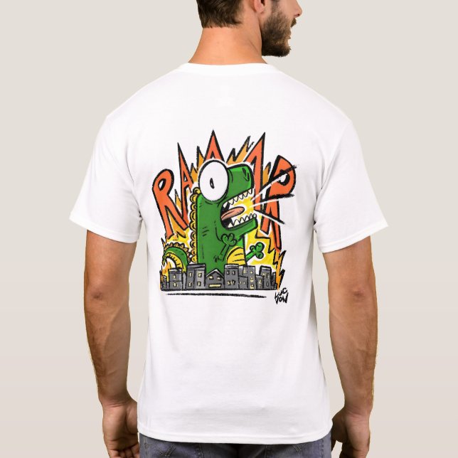 Camiseta Roaring Dinosaur Cartoon (Verso)