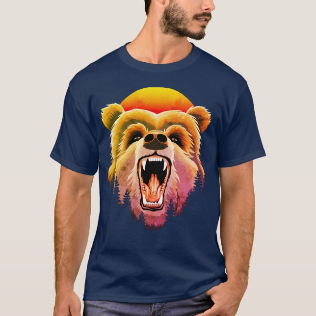Camiseta Roaring Grizzly Bear Face (Frente)