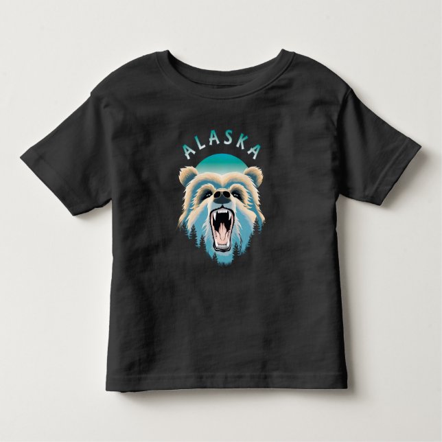 Camiseta Roaring Grizzly Bear Face - Alasca Willife (Frente)