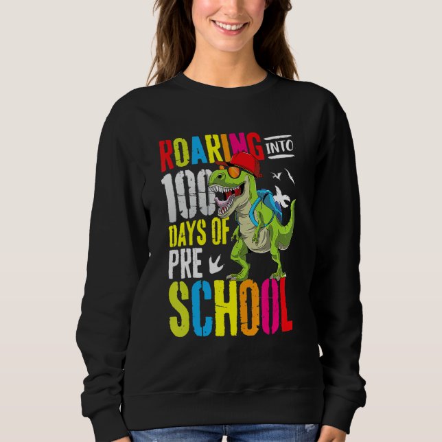 Camiseta Roaring Into 100 Days Of PreSchool Funny T Rex Din (Frente)
