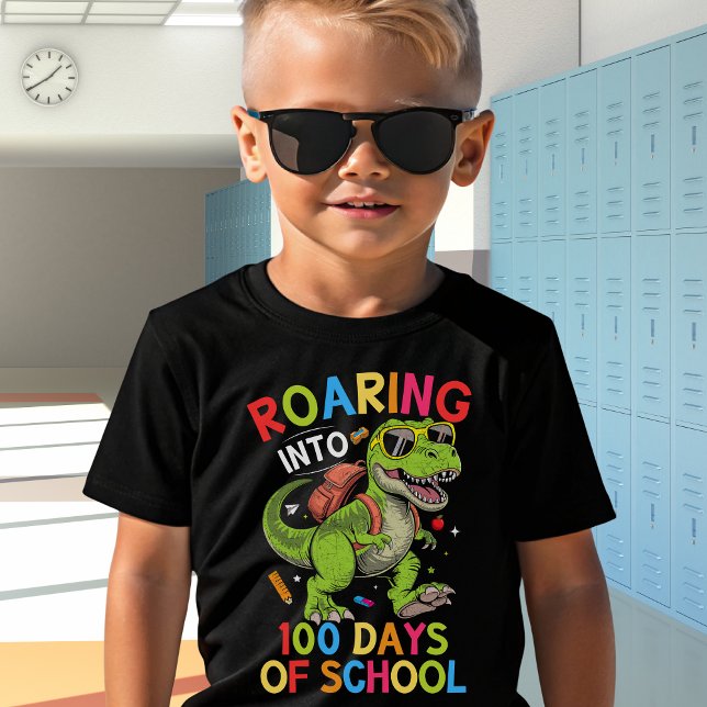 Camiseta Roaring into 100 Days of School Dinosaur– Fun Kids (Criador carregado)