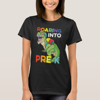 Camiseta Roaring Into Pre K Back To School Dinosaur Kids Bo